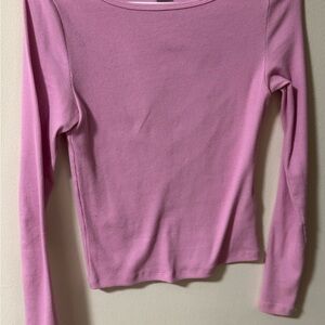 Aritzia Morganite pink Long Sleeve Ribbed Top